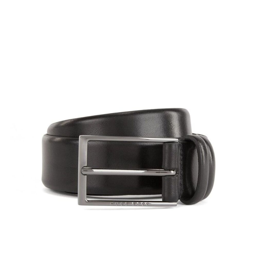 Boss Mens Carmello Plain Leather Belt / Black
